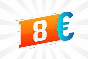 8 Euro Currency vector text symbol. 8 Euro European Union Money stock vector