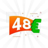 48 Euro Currency vector text symbol. 48 Euro European Union Money stock vector