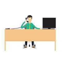 Business man call center information connection concept vector