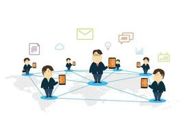 business people working with technology online connection and social media concept vector