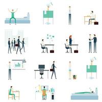 set flat vector character one day life for businessman worker concept