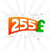 255 Pound Currency vector text symbol. 255 British Pound Money stock vector