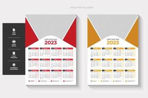 Calendario de pared de una página 2023, dos colores y diseño creativo vector