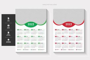 Calendario de pared de una página 2023, dos colores y diseño creativo vector