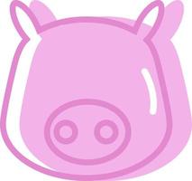 Pink pig head, icon illustration, vector on white background