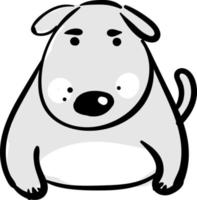 Dibujo de perro gordo, ilustración, vector sobre fondo blanco.