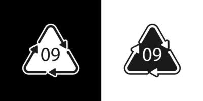 Plastic recycle symbol ABS 9 vector icon. Plastic recycling code ABS 09.