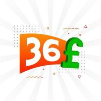 36 Pound Currency vector text symbol. 36 British Pound Money stock vector