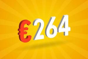 264 Euro Currency 3D vector text symbol. 3D 264 Euro European Union Money stock vector