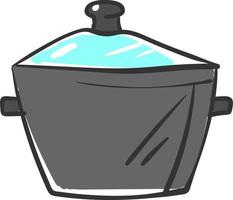 Grey cooking pan, illustration, vector on white background.