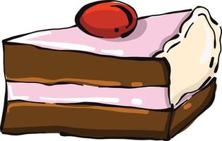 Delicious cake, illustration, vector on white background.