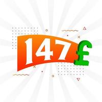 147 Pound Currency vector text symbol. 147 British Pound Money stock vector