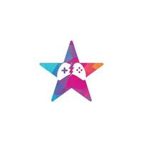 Thunder game star shape concept logo design. Game control with lightning icon logo vector