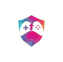 Thunder game logo, Game control with lightning icon logo vector