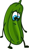 Sad cucumber, illustration, vector on white background