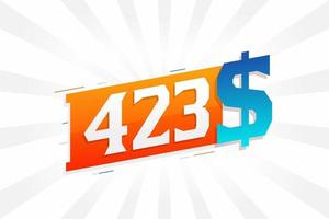 423 Dollar currency vector text symbol. 423 USD United States Dollar American Money stock vector