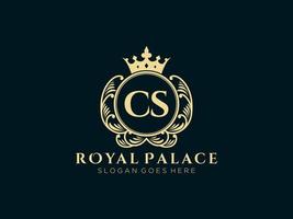 Letter CS Antique royal luxury victorian logo with ornamental frame. vector