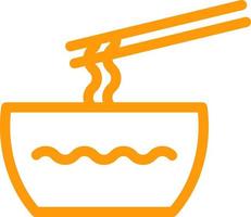 Noodles in bowl, illustration, vector on a white background.