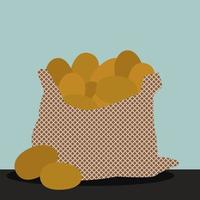 Bag of potato, illustration, vector on white background.