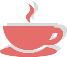 café francés en taza roja, ilustración de icono, vector sobre fondo blanco