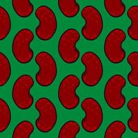 Red bean,seamless pattern on green background. vector
