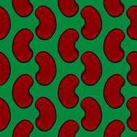 Red bean,seamless pattern on green background. vector