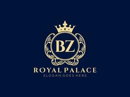 Letter BZ Antique royal luxury victorian logo with ornamental frame. vector