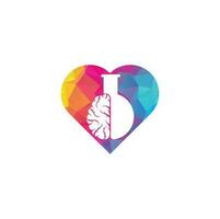 Brain Lab heart shape concept Logo design vector