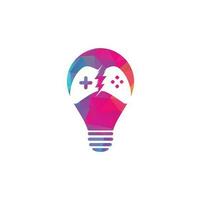 Thunder game bulb shape concept logo design. Game control with lightning icon logo vector