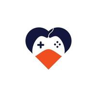 Game heart shape concept Logo Design Template. Stick Game Icon Logo. vector