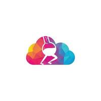 Fast Lab cloud shape concept Logo Template Design . Quick lab logo template design with a running flask. vector