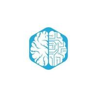 diseño del logotipo de conexión cerebral. plantilla de logotipo de cerebro digital. vector