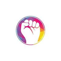 Fist hand power logo. Protest strong fist raised fight logo vector
