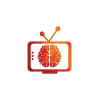 diseño del logotipo de conexión cerebral. plantilla de logotipo de cerebro digital. logotipo de cerebro y tv vector