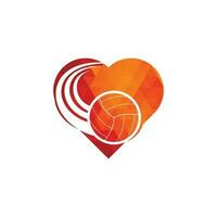 logo de concepto de forma de corazón de voleibol. diseño del logo de la pelota de voleibol. vector