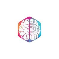 Brain connection logo design. digital brain logo template. vector