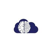 Brain connection cloud shape concept shape concept logo design. digital brain logo template. vector