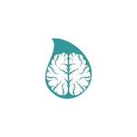 diseño del logotipo del concepto de forma de gota cerebral. lluvia de ideas poder pensamiento cerebro logotipo icono vector