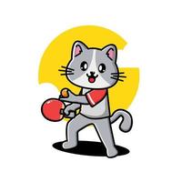 Cute cat playing table tennis vector