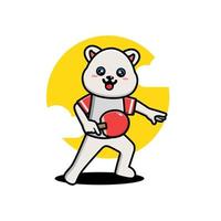 Cute polar playing table tennis vector