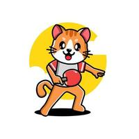 Cute cat playing table tennis vector