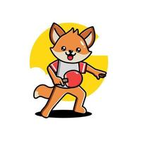 Cute fox playing table tennis vector