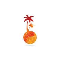 plantilla de diseño de logotipo de vector de playa. logotipo de palmera de playa de voleibol.