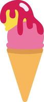Two scoops of ice cream on a cone, icon illustration, vector on white background