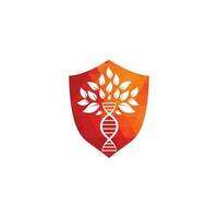 diseño de logotipo de vector de árbol de adn. icono genético de adn. ADN con diseño de logotipo vectorial de hojas verdes.