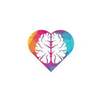 diseño del logotipo del concepto de forma de corazón cerebral. lluvia de ideas poder pensamiento cerebro logotipo icono vector