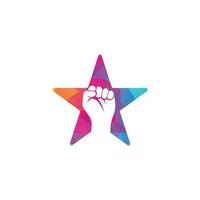 Fist hand power logo. Fist star shape concept logo design vector