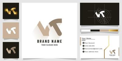 Letter VT or NT monogram logo with business card design vector