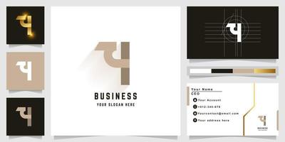 Letter Zq or Tq monogram logo with business card design vector