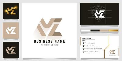 Letter MZ or NL monogram logo with business card design vector